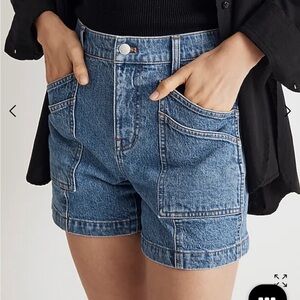 NWT Madewell The Perfect Vintage Mid-Length Cargo Jean Short in Fernlane Wash